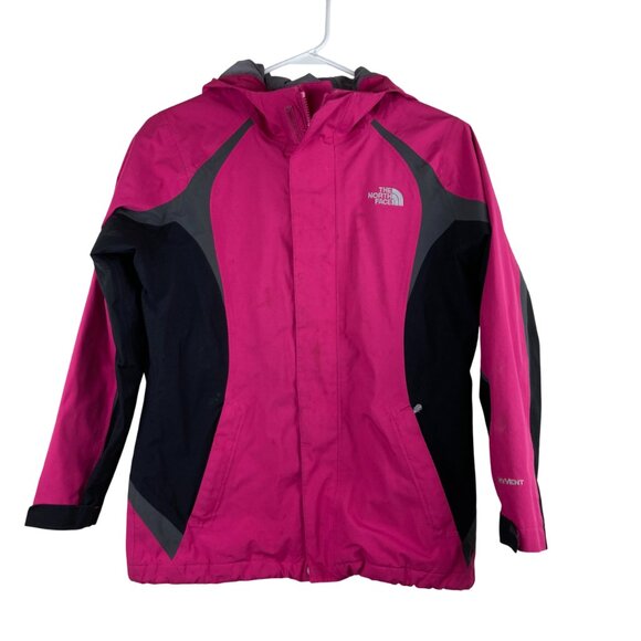 The North Face Other - The North Face Girls Sz L 14 / 16 HyVent Pink Black Hooded Rain Jacket